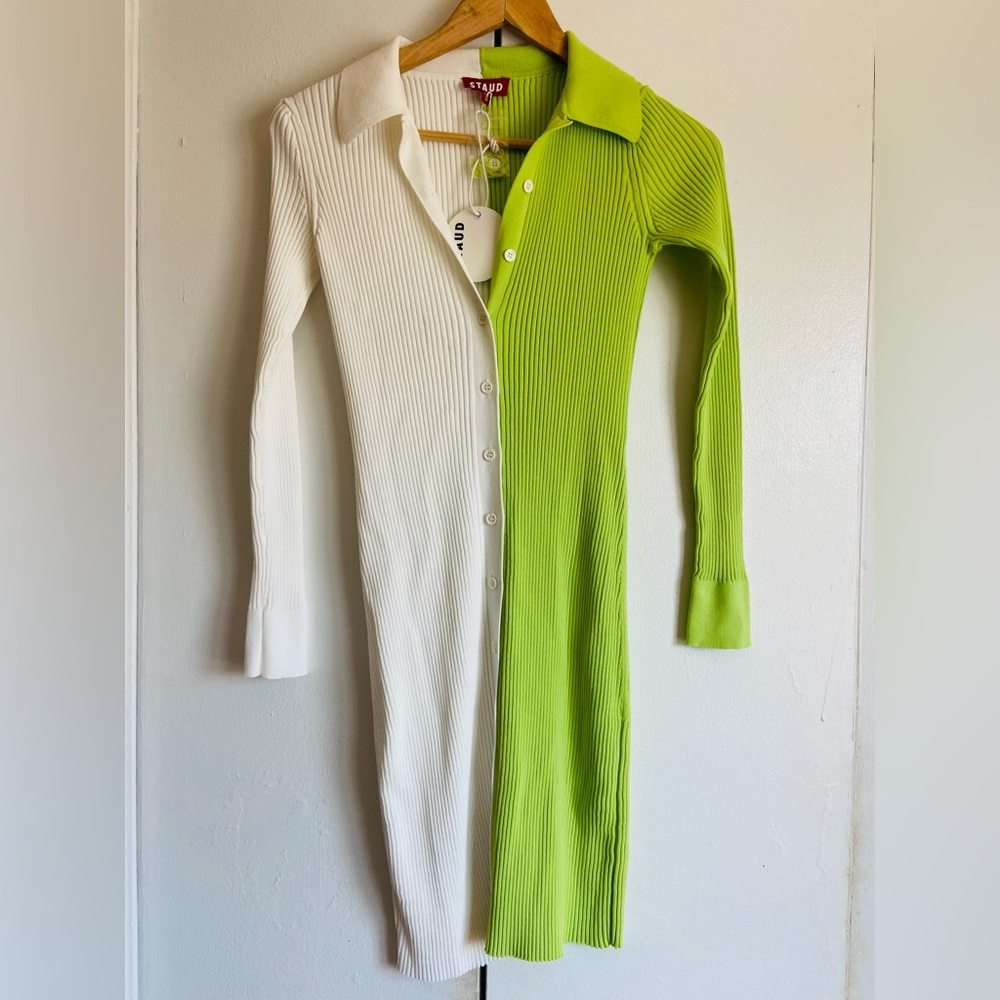 (NWT) STAUD block colors two tones knit dress